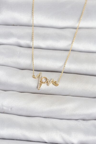 TakÇalıştır Brass Gold Color Heart Rhythm Model Women's Necklace
