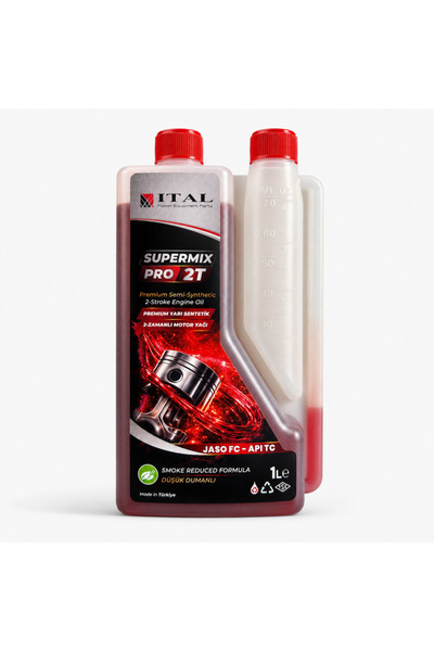 İtal Supermix Pro 2T 1 Litre Ölçekli Yarı Sentetik 2 Zamanlı Motor Yağı Kırmızı