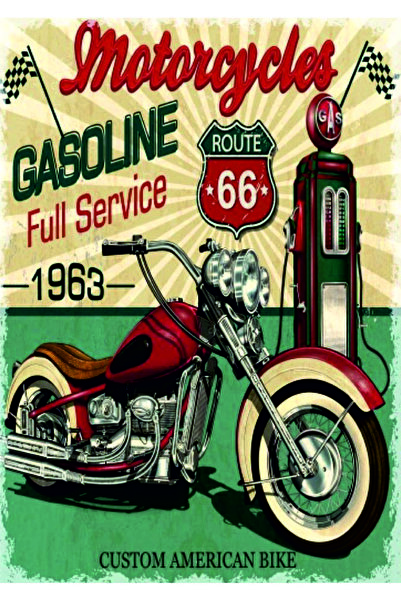 Lucena Motosiklet Ahşap MDF Tablo Duvar Dekoru Retro Eskitme Dekoratif Tablo ...