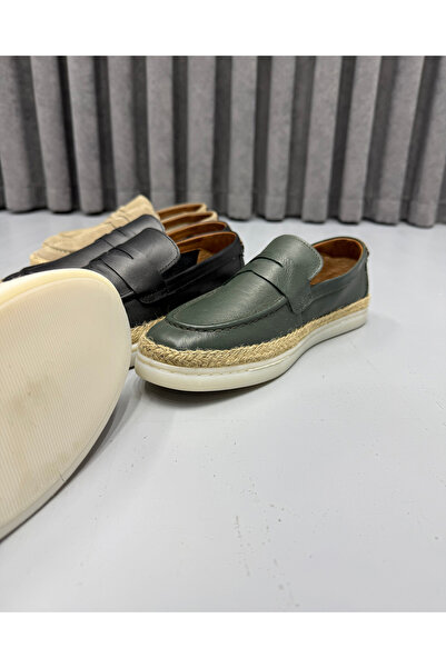 Avni Ceylan Men's Genuine Leather Handcrafted Italian Style Straw Sole Casual...