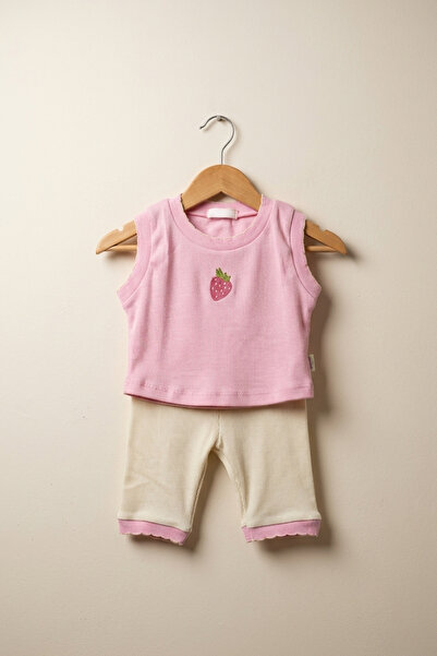 zumino Fruit Embroidered Summer Baby Girl 2-Piece Set