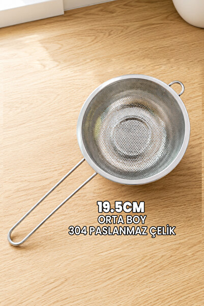 Destpak (Medium 19.5cm) Stainless Steel Strainer with Handle - Professional 3...