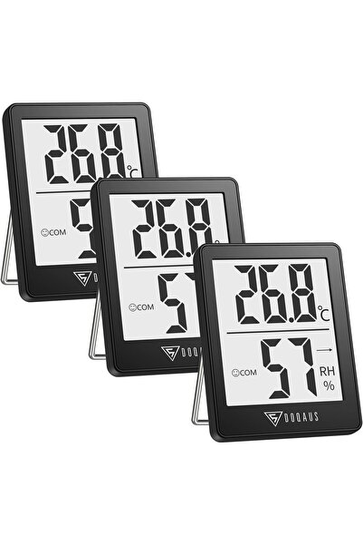 DOQAUS Digital Room Indoor Thermometers, Mini Humidity Meter, Hygrometer (Bla...