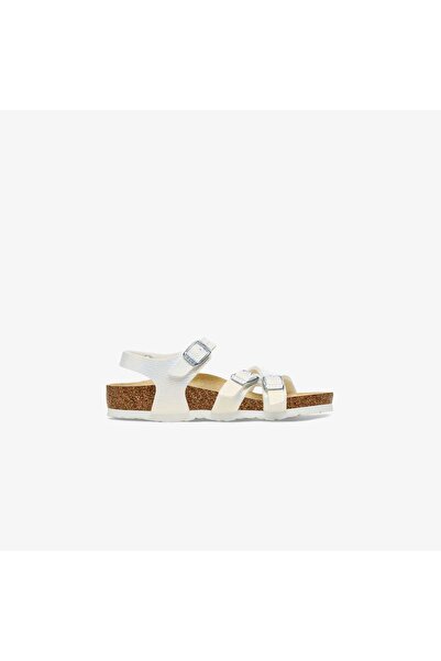 Birkenstock Kumba Bf Shiny Lizard Embossed Çocuk Beyaz Terlik Juststep