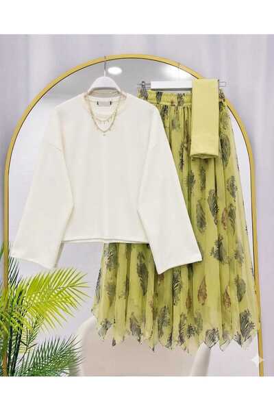 MODA MT Women's Skirt Asymmetrical Cut Detailed Blouse Set