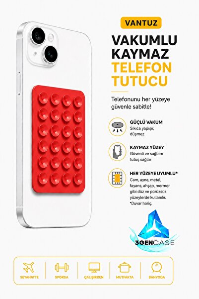 3GEN CASE Cep Telefonu Tutucu Vantuz Vakumlu Kaymaz Tüm Telefonlar ile Uyumlu...