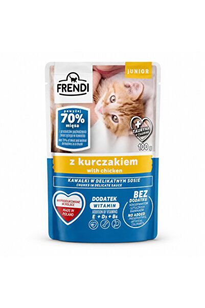 FRENDİ Cat cu pui Junior, hrana umeda pentru pisici, plic 100 g