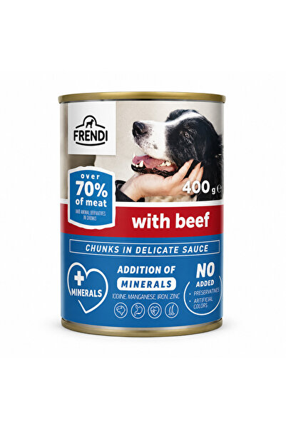 FRENDİ Dog cu vita, hrana umeda pentru caini, conserva 400 g