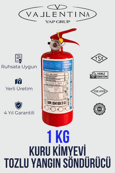 VALLENTİNA 1 KG YANGIN SÖNDÜRME CİHAZI TSE-HYB/CE BELGELİ 4 YIL GARANTİLİ (TÜ...