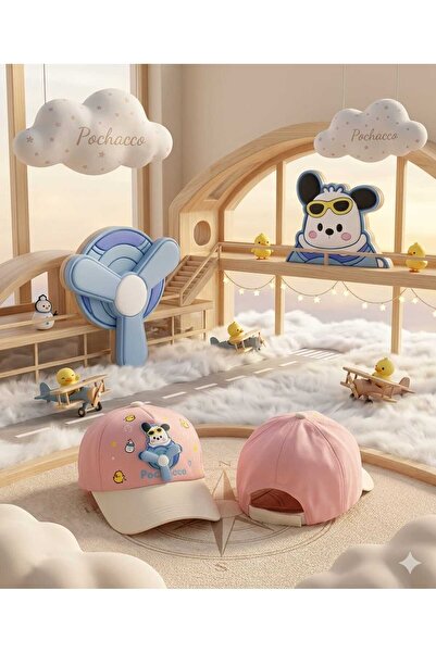 EFİLACCESSORİES Premium Unisex 5-10 Years Old Pink Children's Hat with Bear T...