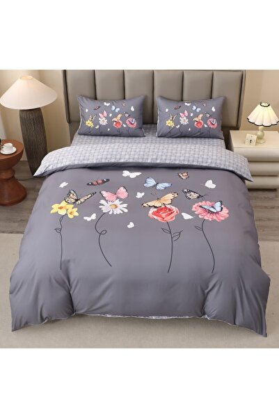 Edormitor Set de lenjerie de pat din flanelă 5D, 4 piese, Cearșaf cu elastic ...