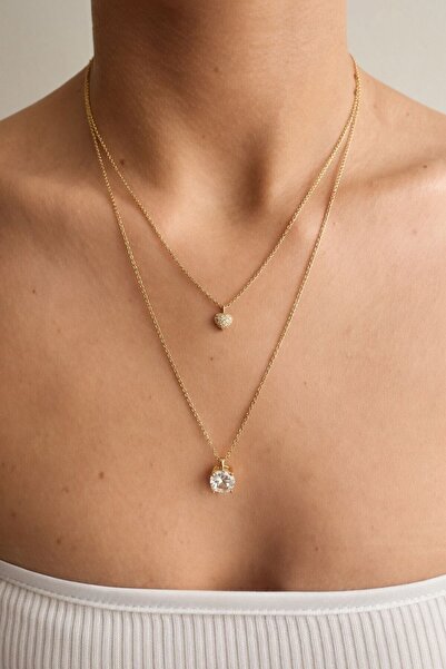 RMY MODA Women's Gold 2 Chain Stone Necklace