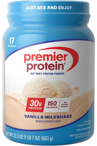Premier Protein مسحوق ميلك شيك بنكهة الفانيليا، 30 جرام بروتين، 1 جرام سكر، 1...