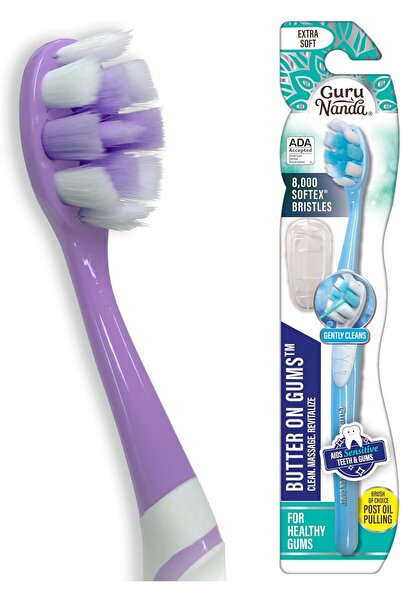 GuruNanda Extra Clean Butter on Gums Manual Toothbrush with Cover, Soft Brist...