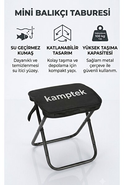 kamptek kamp teknolojisi Katlanabilir Balıkçı Sandalyesi Taburesi - 500 gr Ha...
