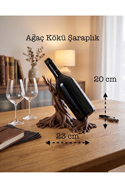 3DcraftTr 3D CraftTr Modern Tasarım Ağaç Kökü Şaraplık - Dekoratif Şarap Stan...