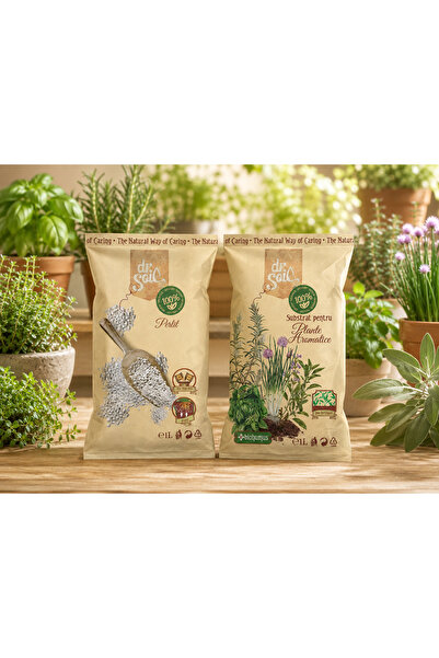 Dr Soil Set 1+1, Substrat Dr.Soil pentru plante aromatice 1L + Perlit hortico...