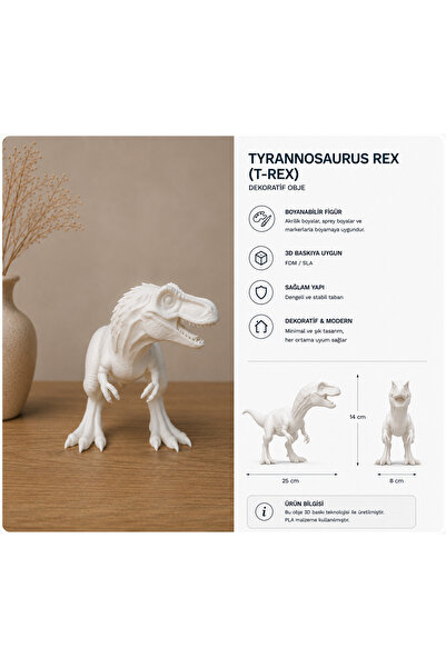 trioartstudio T-Rex Dinozor Boyama Seti – Boyanabilir 3D Baskı Dinozor Figür ...