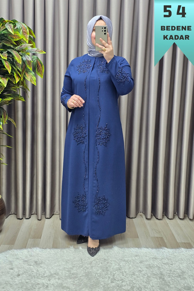 Elmas Tesettür Women's Clothing Plus Size Covered Stone Crepe Fabric Nergiz E...