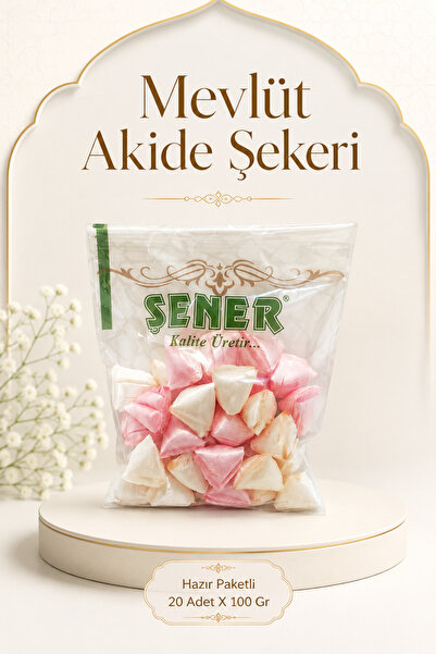 Şener Özel Günler İçin Hazır Paketli Mevlüt Akide Şekeri 20 Adet X 100 Gr