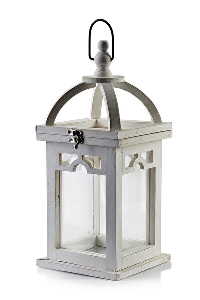 MONDEX Felinar din lemn LOKKE 16x16x26 cm Alb 1 buc.
