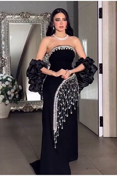 NALA FASHION فستان سهرة أسود فاخر ملكي