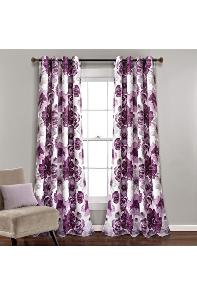 Lush Decor مجموعة ستائر نوافذ مزخرفة بالزهور لغرفة المعيشة، مصنوعة من البوليس...