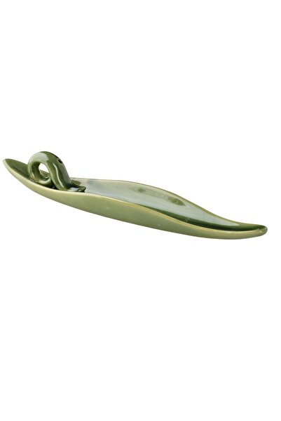 MONDEX Suport de tămâie ceramic decorativ 23 x 4.5 x 2 cm Verde 1 buc.