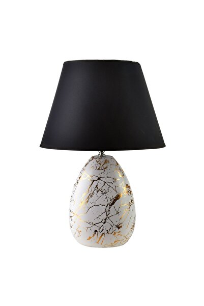 MONDEX Lampă de masă ceramică LETI 18x8x47 cm Alb/Auriu Negru 1 buc.