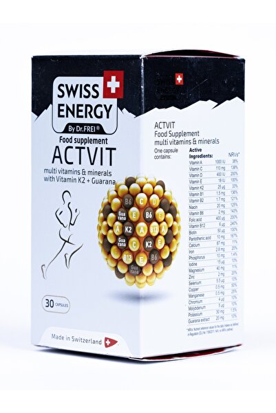 Swiss Energy أكتفيت، فيتامينات متعددة للطاقة مع الغوارانا، 30 كبسولة
