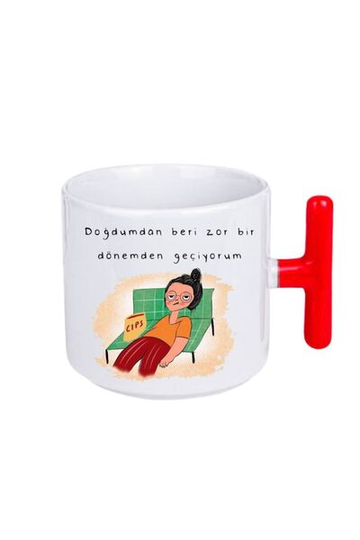 Kuparella Hediyelik Motto Söz Beyaz Kupa Kırmızı Kulplu- Eğlenceli Yazılı El ...