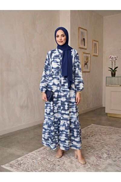 ECEYLÜL MODA Women's Brush Patterned Modal Cotton Loose Fit Hijab Dress - Com...