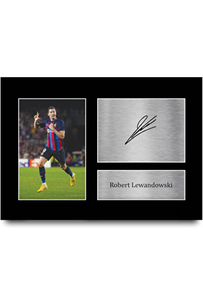 HWC Trading A4 Robert Lewandowski Barcelona Gifts Printed Signed Autograph Pi...