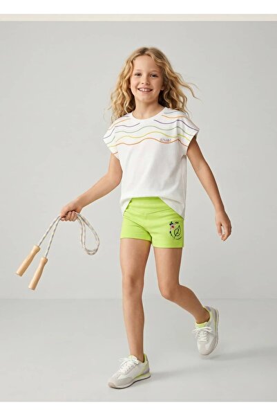 Ozmoz By Mukadder Özden 100% Cotton Embroidered Summer Green Girls' Shorts