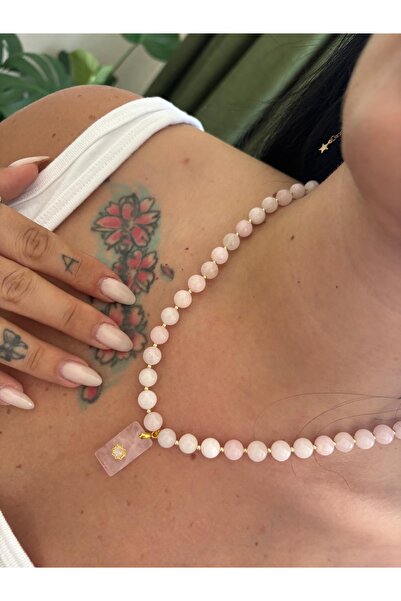 SinAtelier Pembe Kuars Tasarım kolye