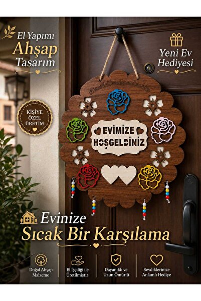 mdf Dekortif Ahşap Güllü Kapı Süsü