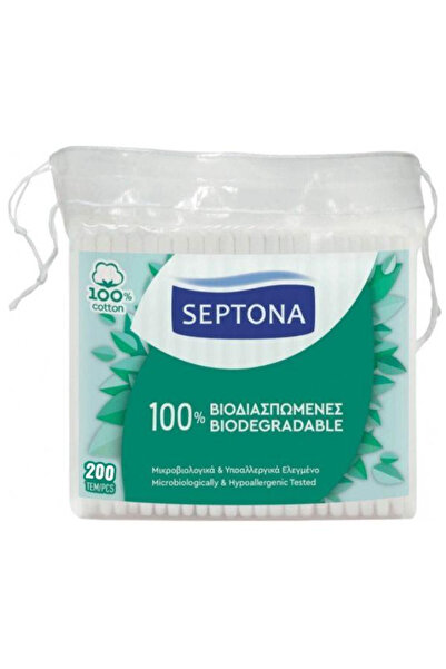 Septona Βιοδιασπώμενα Μπατονέτες - 100% Βαμβάκι, 200 τεμάχια
