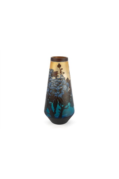 Mikasa Moor Navy Blue Flower Bird Embossed Vase 21X44Cm