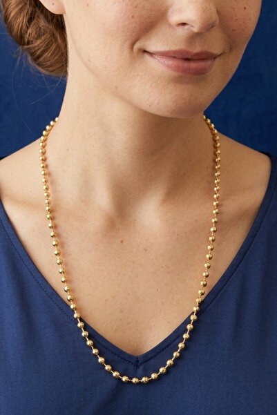 Balenbi Women's 60 cm Bead Chain Gold Color Tarnish Resistant Steel Necklace ...