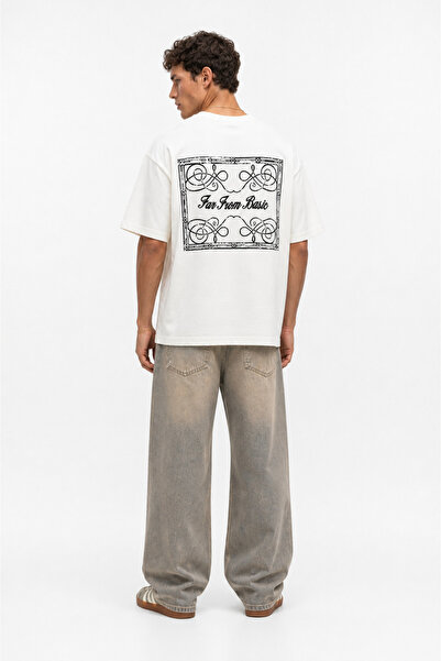 Respire Tricou supradimensionat cu patch FFB, Ecru