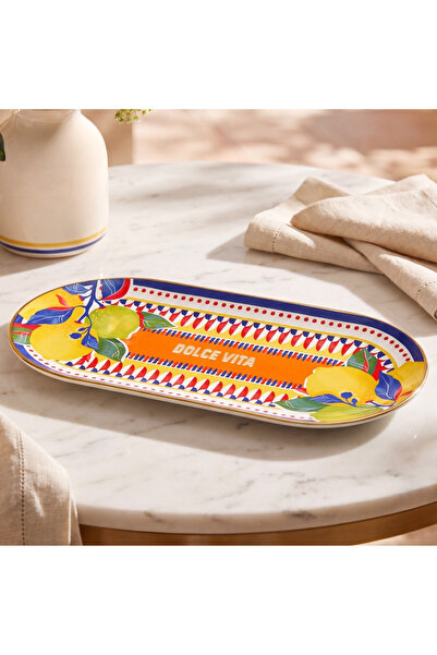 Baci Milano Dolce Vita Limon Oval Tepsi 11x24 cm Porselen
