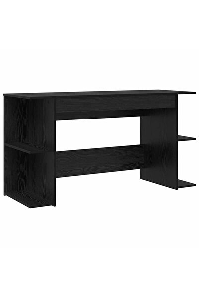 vidaxl Birou cu raft Stejar negru 140 x 50 x 75 cm Lemn compozit
