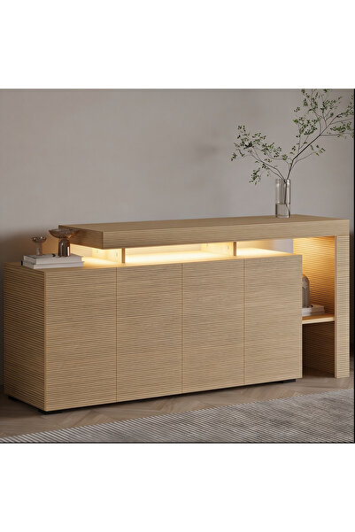İNARCH DİZAYN Beliz LED Işıklı Modern Konsol – 170 cm, 4 Kapaklı ve İç Raflı ...