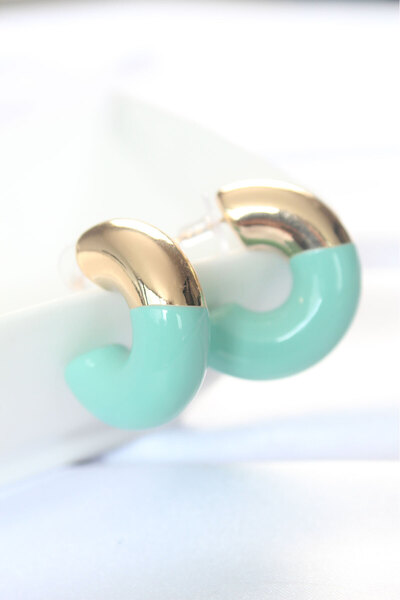 OGHAMAY Ccb Turquoise Gold Double Color Earrings