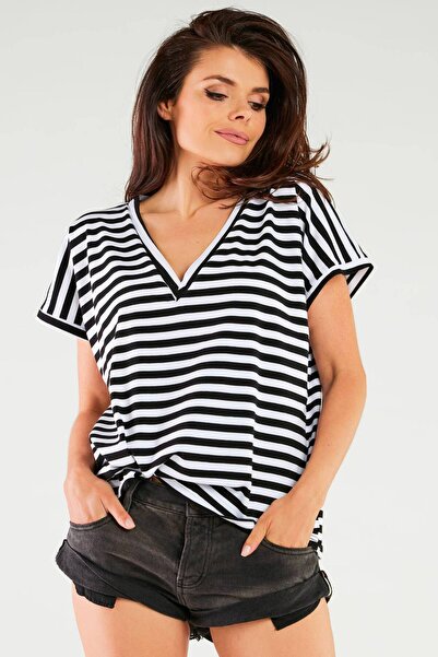Infinite You Bluza Dama, InfiniteYou, Bumbac/Lycra, Alb/Negru, One Size