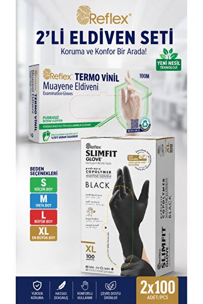 Medicalx Termo Vinil Şeffaf - Slimfit Pudrasız Siyah Çok Amaçlı Yeni Nesil Te...