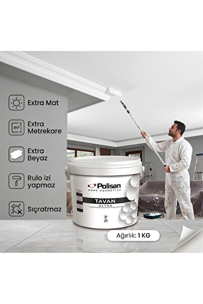 Polisan Extra Beyaz Ultra Tavan Boyası 1 KG