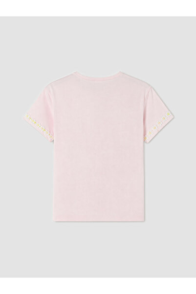 LC Waikiki Crew Neck Embroidered Girl's T-Shirt