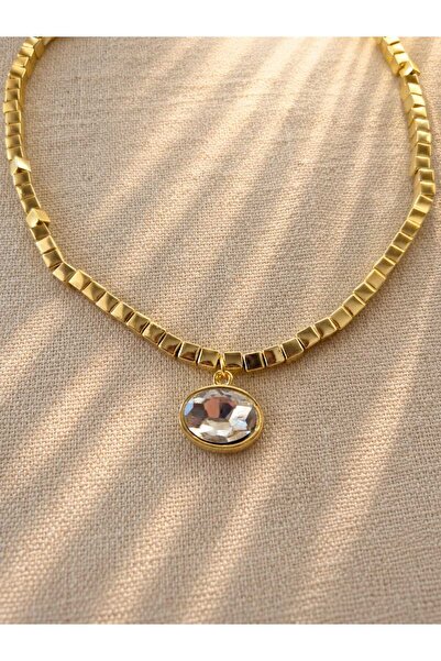 Mope Accessories Single Stone Cube Necklace
