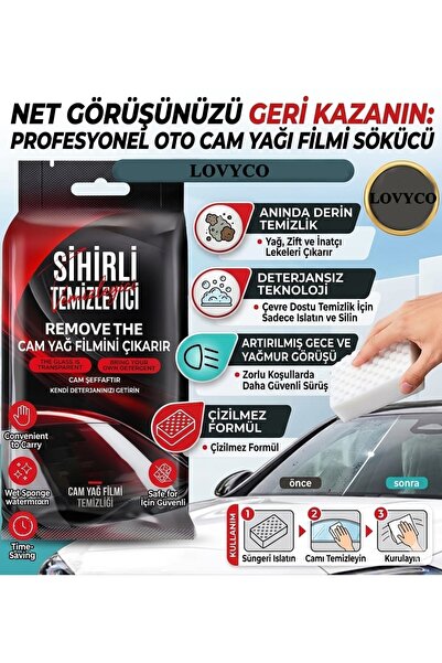 LOVYCO Ön Cam Yağı Filmi Sökücü, Araç Temizleme Malzemeleri, Otomotiv Cam Tem...